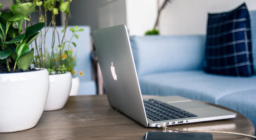 laptop in a living room