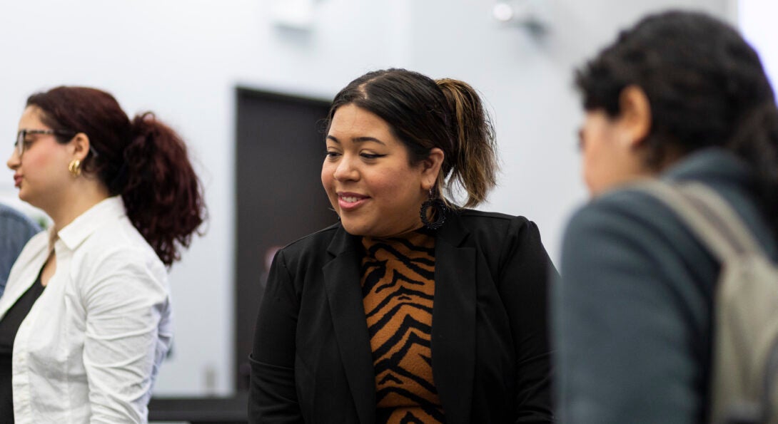 students at a networking event