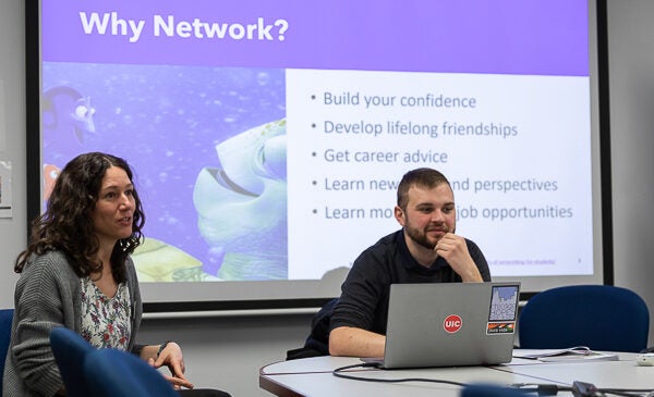 Career coach and student advisor lead event on why networking is important for students