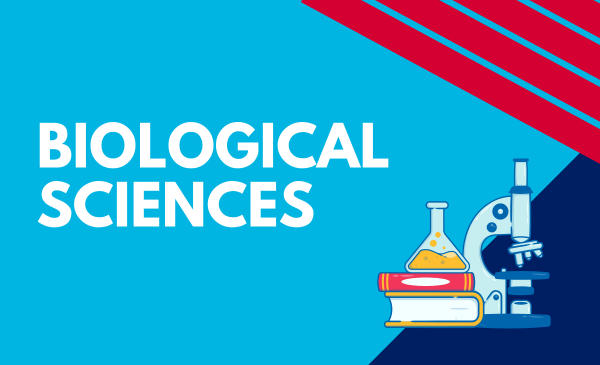 text biological sciences with microscope and books